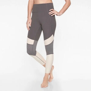 Athleta Salutation Modblock Leggings 7/8 Length light pink and gray small